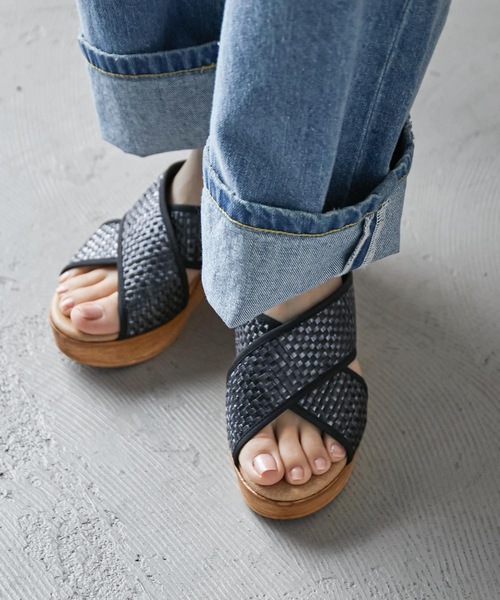 Fashion Letter(ファッションレター)の「日本製メッシュクロスデザインサンダル 痛くないサンダル(サンダル・レディース・ベージュ/ライトグリーン/ブラック/ホワイト・S/M/L/LL)」の14枚目の写真