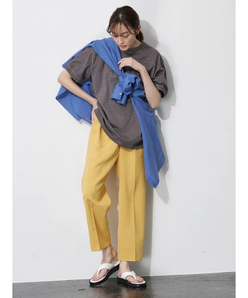 Green Parks(グリーンパークス)の「接触冷感 センタープレスストレートパンツ(その他パンツ・レディース・イエロー/ブルーグリーン/グレイッシュベージュ/ダークネイビー・FREE)」の9枚目の写真