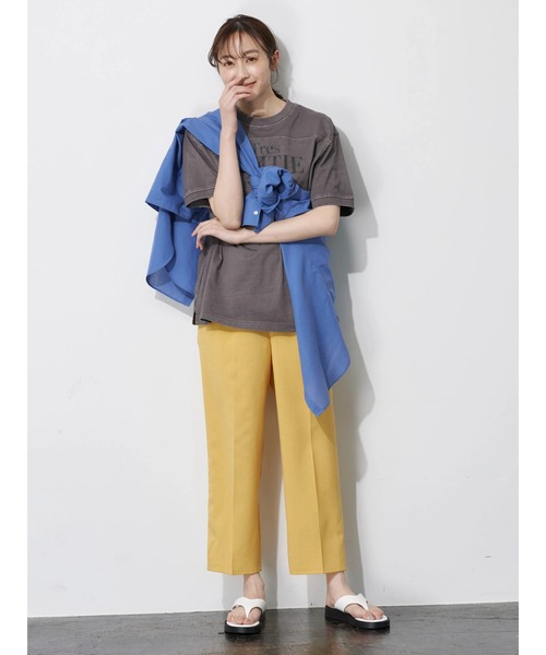 Green Parks(グリーンパークス)の「接触冷感 センタープレスストレートパンツ(その他パンツ・レディース・イエロー/ブルーグリーン/グレイッシュベージュ/ダークネイビー・FREE)」の15枚目の写真