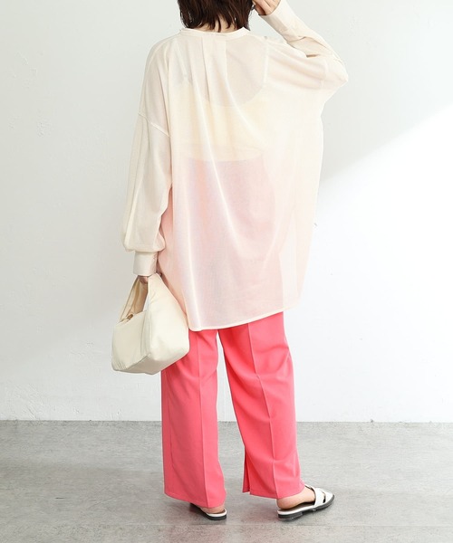 COLLAGE GALLARDAGALANTE(コラージュガリャルダガランテ)の「抜け感を演出するメッシュオーバーシャツ(シャツ/ブラウス・レディース・アイボリー/ブラック・FREE)」の5枚目の写真