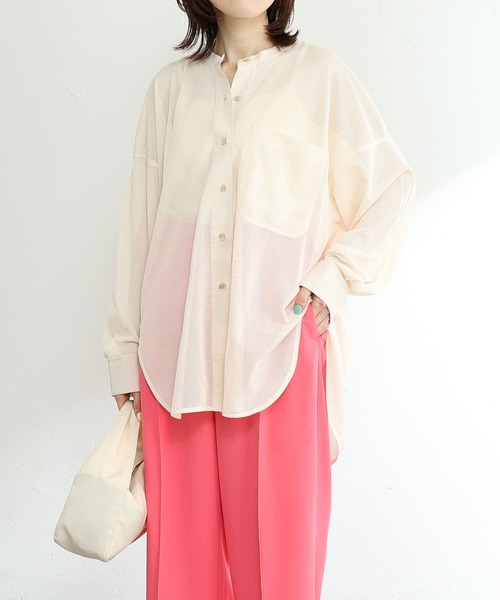 ＊ COLLAGE GALLARDAGALANTE メッシュオーバーシャツ COLLAGE GALLARDAGALANTE｜【丈を調整できる/シアーシャツ