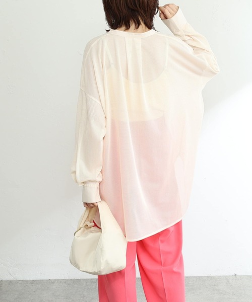 COLLAGE GALLARDAGALANTE(コラージュガリャルダガランテ)の「抜け感を演出するメッシュオーバーシャツ(シャツ/ブラウス・レディース・アイボリー/ブラック・FREE)」の9枚目の写真