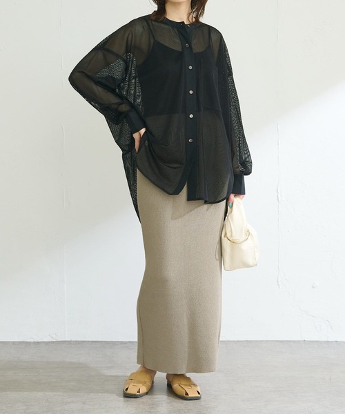 COLLAGE GALLARDAGALANTE(コラージュガリャルダガランテ)の「抜け感を演出するメッシュオーバーシャツ(シャツ/ブラウス・レディース・アイボリー/ブラック・FREE)」の11枚目の写真