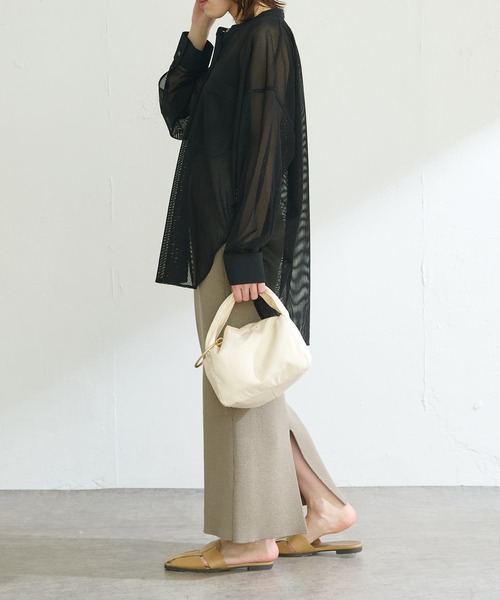 COLLAGE GALLARDAGALANTE(コラージュガリャルダガランテ)の「抜け感を演出するメッシュオーバーシャツ(シャツ/ブラウス・レディース・アイボリー/ブラック・FREE)」の12枚目の写真