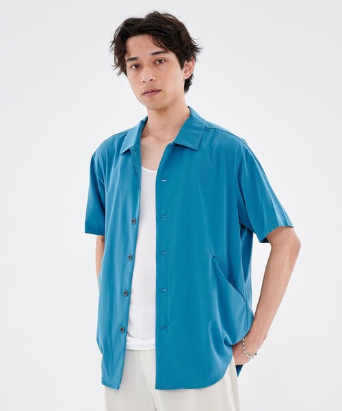 CITY TOKYO（シティトウキョウ）の「スラッシュポケットショートスリーブシャツ（シャツ/ブラウス・メンズ・ブラック/ブルー/グレイッシュベージュ・1/2）」の6枚目の写真