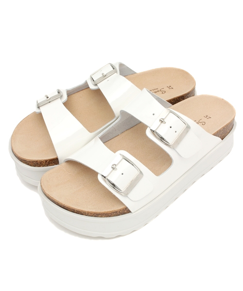 ROSE BUD（ローズバッド）の「(SONIA.C) TERRY 165 PATENT DOUBLE SOLE SANDAL 【Gina掲載】【NYLON掲載】【カタログ掲載】【FUDGE掲載】【ViVi掲載】ダブルソールフラットサンダル（サンダル・レディース・ホワイト/ブラック・39/36/38/37）」の2枚目の写真