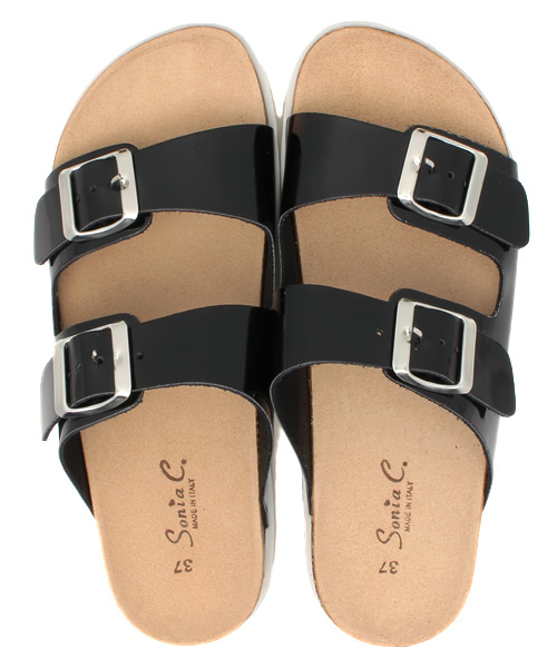 ROSE BUD（ローズバッド）の「(SONIA.C) TERRY 165 PATENT DOUBLE SOLE SANDAL 【Gina掲載】【NYLON掲載】【カタログ掲載】【FUDGE掲載】【ViVi掲載】ダブルソールフラットサンダル（サンダル・レディース・ホワイト/ブラック・39/36/38/37）」の5枚目の写真