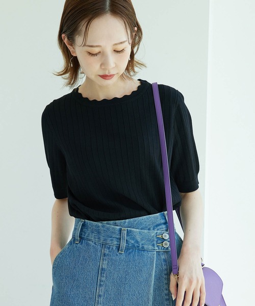 ROPE' PICNIC(ロペピクニック)の「スカラップニットプルオーバー(ニット/セーター・レディース・ブラック/オフホワイト/モスグリーン/パープル系その他6/オレンジ系その他4・38)」の3枚目の写真