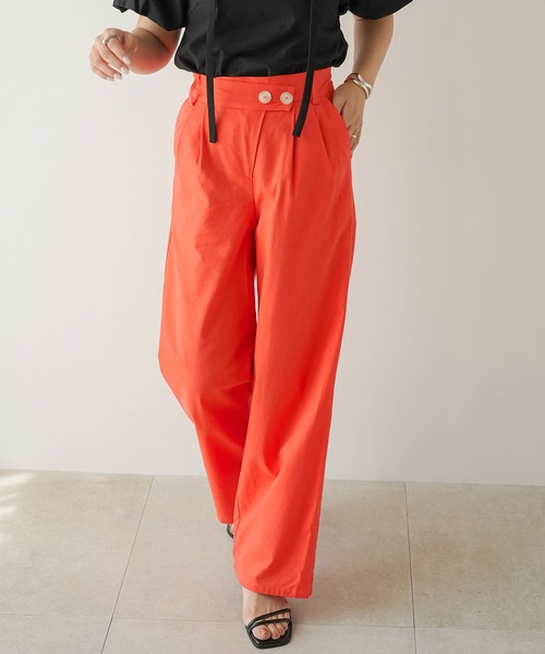 rectangle（レクタングル）の「フロントクロスリネンワイドパンツ（その他パンツ・レディース・ピンク/アイボリー/オレンジ/グリーン・SMALL/MEDIUM/LARGE）」の4枚目の写真