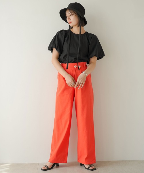 rectangle（レクタングル）の「フロントクロスリネンワイドパンツ（その他パンツ・レディース・ピンク/アイボリー/オレンジ/グリーン・SMALL/MEDIUM/LARGE）」の12枚目の写真