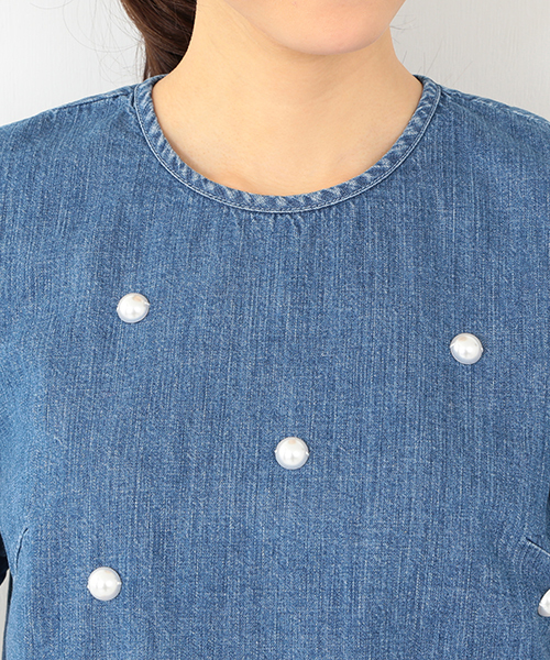 Ray BEAMS（レイビームス）の「●MUVEIL×Ray BEAMS  / 別注 デニム トップス（その他トップス・レディース・ブルー・ONE SIZE）」の3枚目の写真