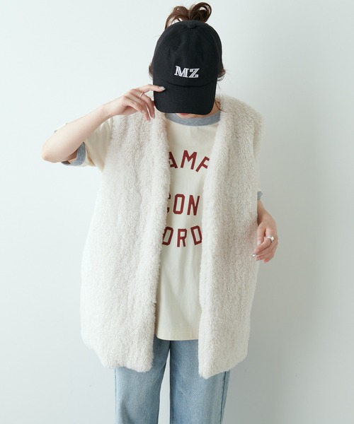 PUAL CE CIN（ピュアルセシン）の「カールファーベスト（ベスト・レディース・アイボリー/ブラック/モカ・FREE）」の8枚目の写真