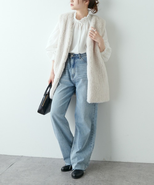 PUAL CE CIN（ピュアルセシン）の「カールファーベスト（ベスト・レディース・アイボリー/ブラック/モカ・FREE）」の9枚目の写真