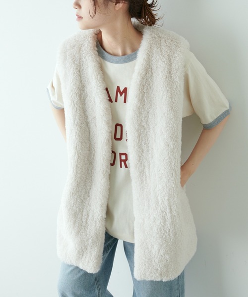 PUAL CE CIN（ピュアルセシン）の「カールファーベスト（ベスト・レディース・アイボリー/ブラック/モカ・FREE）」の10枚目の写真