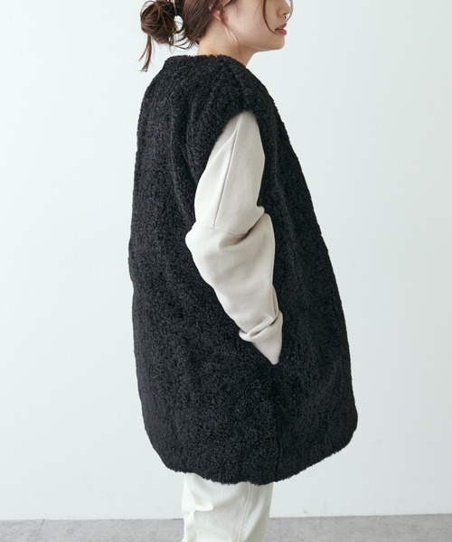 PUAL CE CIN（ピュアルセシン）の「カールファーベスト（ベスト・レディース・アイボリー/ブラック/モカ・FREE）」の21枚目の写真