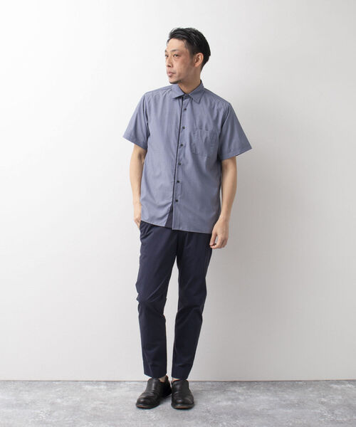 Stutostein Nolley's(シュテットシュタインノーリーズ)の「下前配色レギュラーカラーシャツ(接触冷感、ストレッチ素材)(シャツ/ブラウス・メンズ・ライトブルー/ネイビー・M/L/XL/S)」の6枚目の写真