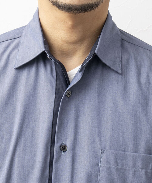 Stutostein Nolley's(シュテットシュタインノーリーズ)の「下前配色レギュラーカラーシャツ(接触冷感、ストレッチ素材)(シャツ/ブラウス・メンズ・ライトブルー/ネイビー・M/L/XL/S)」の13枚目の写真