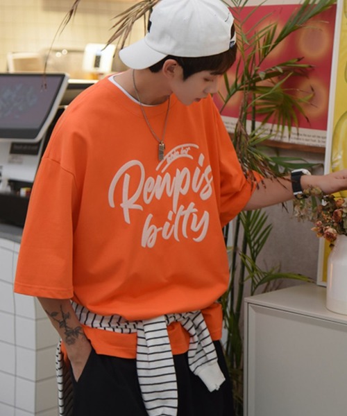 MGV(エムジーヴィー)の「ペイント風ロゴオーバーサイズTシャツ(Tシャツ/カットソー・メンズ・ホワイト/ブラック/ブルー/オレンジ・MEDIUM/LARGE/X-LARGE)」の9枚目の写真