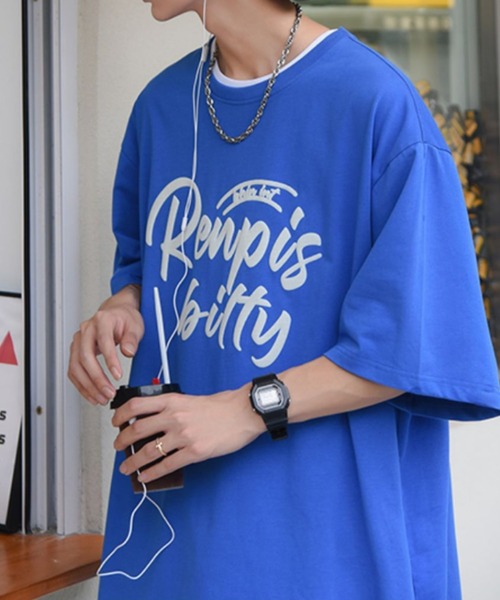 MGV(エムジーヴィー)の「ペイント風ロゴオーバーサイズTシャツ(Tシャツ/カットソー・メンズ・ホワイト/ブラック/ブルー/オレンジ・MEDIUM/LARGE/X-LARGE)」の8枚目の写真