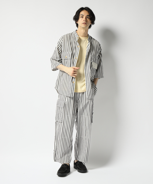 B.C STOCK（ベーセーストック）の「ワッシャーダブルフラップスタンドシャツ（シャツ/ブラウス・メンズ・ホワイト・MEDIUM/LARGE）」の10枚目の写真