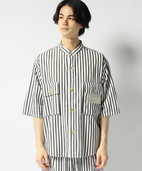 B.C STOCK（ベーセーストック）の「ワッシャーダブルフラップスタンドシャツ（シャツ/ブラウス・メンズ・ホワイト・MEDIUM/LARGE）」の4枚目の写真