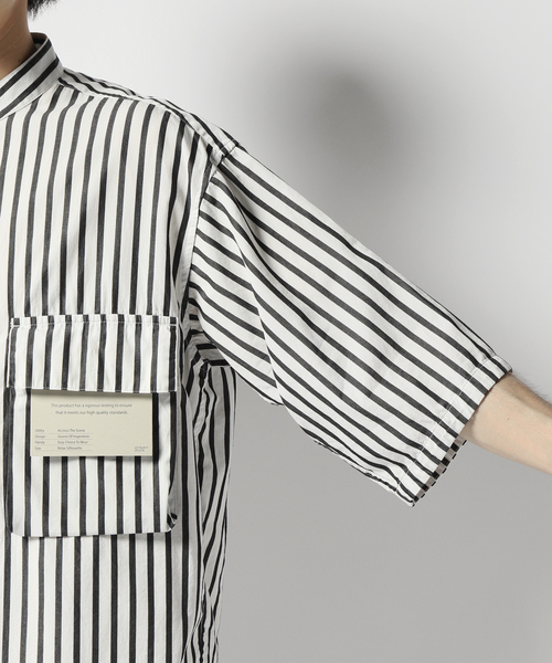 B.C STOCK（ベーセーストック）の「ワッシャーダブルフラップスタンドシャツ（シャツ/ブラウス・メンズ・ホワイト・MEDIUM/LARGE）」の7枚目の写真