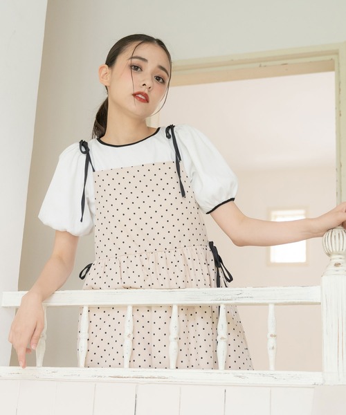 DearMyLoveRose（ディアマイラブローズ）の「オープンリボンパフ袖カットソー（Tシャツ/カットソー・レディース・ホワイト/ブラック/オフホワイト/ベビーピンク・MEDIUM/LARGE/X-LARGE/XX-LARGE）」の12枚目の写真