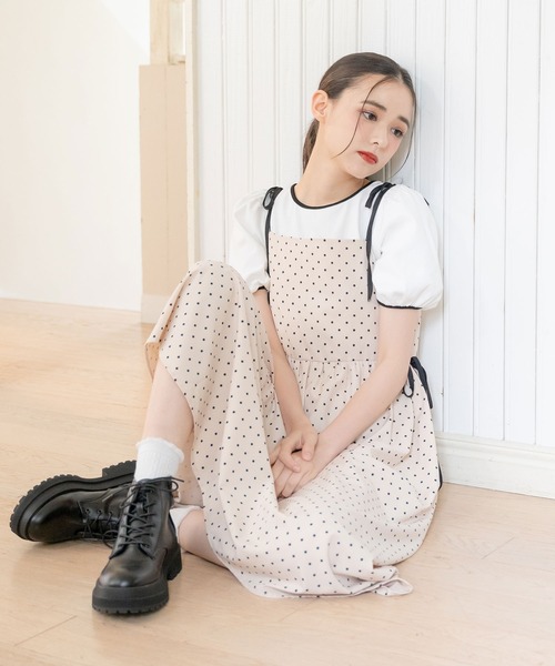 DearMyLoveRose（ディアマイラブローズ）の「オープンリボンパフ袖カットソー（Tシャツ/カットソー・レディース・ホワイト/ブラック/オフホワイト/ベビーピンク・MEDIUM/LARGE/X-LARGE/XX-LARGE）」の15枚目の写真