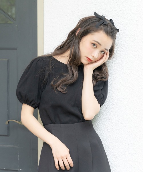 DearMyLoveRose（ディアマイラブローズ）の「オープンリボンパフ袖カットソー（Tシャツ/カットソー・レディース・ホワイト/ブラック/オフホワイト/ベビーピンク・MEDIUM/LARGE/X-LARGE/XX-LARGE）」の22枚目の写真