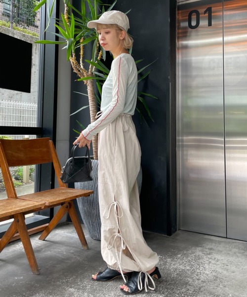 CIAOPANIC（チャオパニック）の「アームメローシアーTEE（Tシャツ/カットソー・レディース・ホワイト/ブラック/グリーン・FREE）」の8枚目の写真