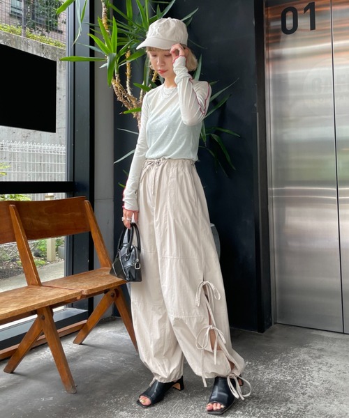 CIAOPANIC（チャオパニック）の「アームメローシアーTEE（Tシャツ/カットソー・レディース・ホワイト/ブラック/グリーン・FREE）」の13枚目の写真