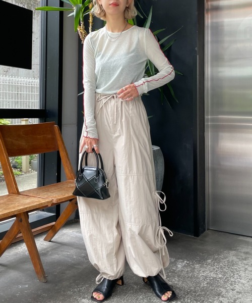 CIAOPANIC（チャオパニック）の「アームメローシアーTEE（Tシャツ/カットソー・レディース・ホワイト/ブラック/グリーン・FREE）」の15枚目の写真