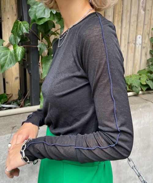 CIAOPANIC（チャオパニック）の「アームメローシアーTEE（Tシャツ/カットソー・レディース・ホワイト/ブラック/グリーン・FREE）」の17枚目の写真