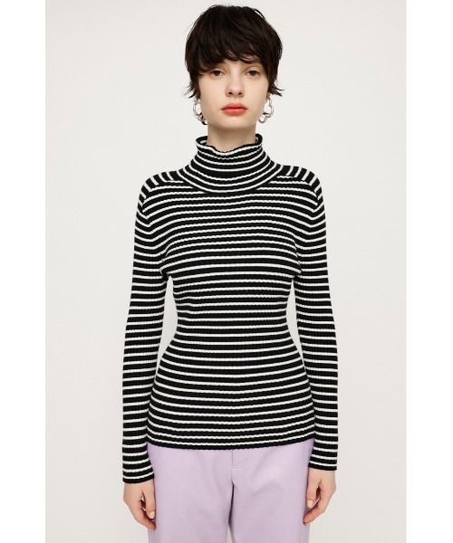 SLY(スライ)の「TURTLE RIB HG TOPS タートルネック リブ ハイゲージ トップス ニット(ニット/セーター・レディース・アイボリー/マルチ/ブラック・FREE)」の7枚目の写真