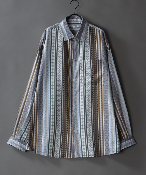 SITRY(シトリー)の「Oversize Drop shoulder print shirt/オーバーサイズ ドロップショルダー プリントシャツ(シャツ/ブラウス・メンズ・ホワイト/ブラック/ベージュ/ブラウン・LL/M/L)」の2枚目の写真
