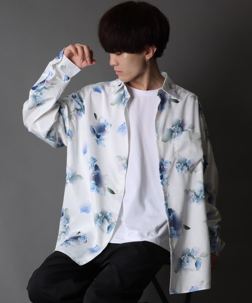 SITRY(シトリー)の「Oversize Drop shoulder print shirt/オーバーサイズ ドロップショルダー プリントシャツ(シャツ/ブラウス・メンズ・ホワイト/ブラック/ベージュ/ブラウン・LL/M/L)」の15枚目の写真