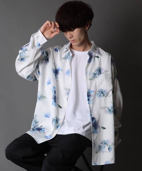 SITRY(シトリー)の「Oversize Drop shoulder print shirt/オーバーサイズ ドロップショルダー プリントシャツ(シャツ/ブラウス・メンズ・ホワイト/ブラック/ベージュ/ブラウン・LL/M/L)」の16枚目の写真