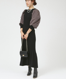 Rouge vif | ファブリックスリーブニットワンピ(ワンピース)