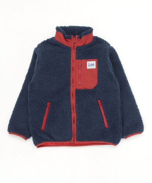 Lee(リー)の「Lee/リー キッズ エステルボアスタンドZIPブルゾン(ブルゾン・キッズ・ネイビー/ベージュ・140/150/130)」の2枚目の写真