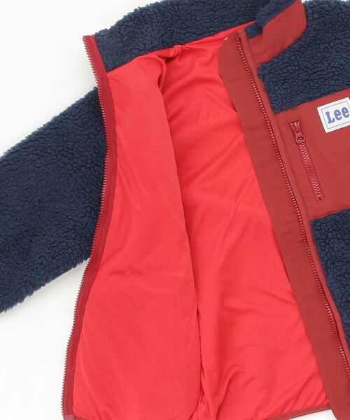 Lee(リー)の「Lee/リー キッズ エステルボアスタンドZIPブルゾン(ブルゾン・キッズ・ネイビー/ベージュ・140/150/130)」の4枚目の写真