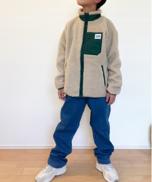 Lee(リー)の「Lee/リー キッズ エステルボアスタンドZIPブルゾン(ブルゾン・キッズ・ネイビー/ベージュ・140/150/130)」の8枚目の写真