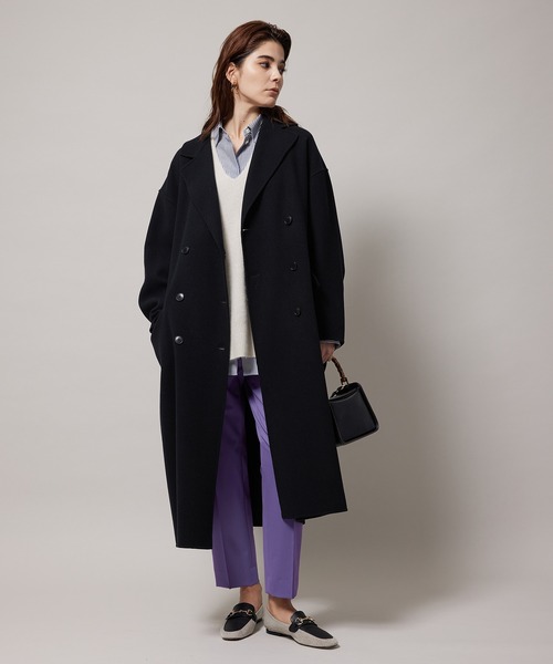 ROPE'（ロペ）の「起毛メルトンリバーチェスターコート（チェスターコート・レディース・ブラック/ダークブラウン/キナリ・38/36）」の4枚目の写真