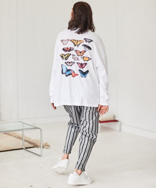 CAMBIO(カンビオ)の「mlt4079- プリントロンT -(蝶々)(Tシャツ/カットソー・メンズ・ホワイト/ベージュ/パープル・S/M/L/XL)」の16枚目の写真