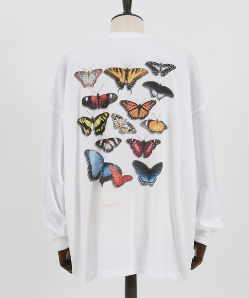 CAMBIO(カンビオ)の「mlt4079- プリントロンT -(蝶々)(Tシャツ/カットソー・メンズ・ホワイト/ベージュ/パープル・S/M/L/XL)」の18枚目の写真