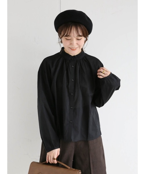 ehka sopo（エヘカソポ）の「スタンドフリルブラウス（シャツ/ブラウス・レディース・キナリ/ブラック/オフホワイト/グレー・ﾌﾘ-）」の4枚目の写真