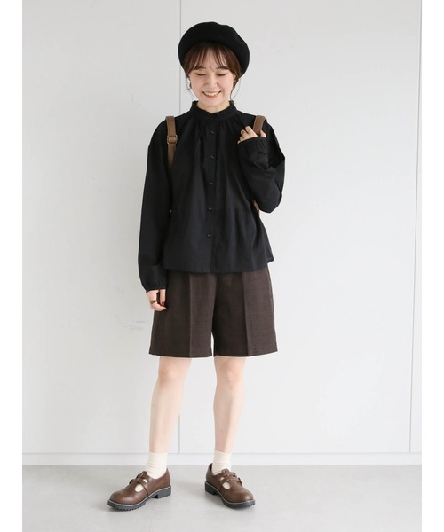 ehka sopo（エヘカソポ）の「スタンドフリルブラウス（シャツ/ブラウス・レディース・キナリ/ブラック/オフホワイト/グレー・ﾌﾘ-）」の7枚目の写真