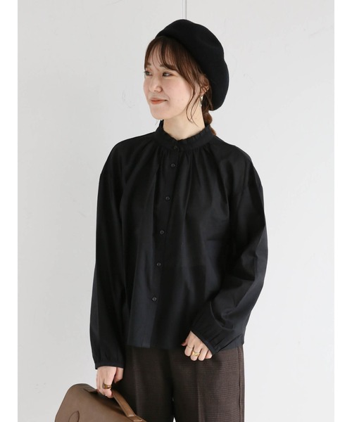 ehka sopo（エヘカソポ）の「スタンドフリルブラウス（シャツ/ブラウス・レディース・キナリ/ブラック/オフホワイト/グレー・ﾌﾘ-）」の9枚目の写真