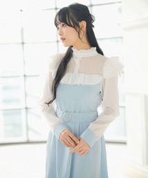 Newlyme | ヨークフリル長袖ドッキングワンピース(ワンピース)