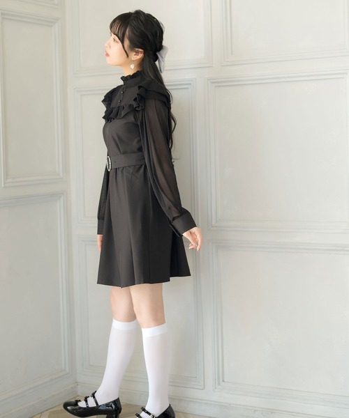 Newlyme（ニューリーミー）の「ヨークフリル長袖ドッキングワンピース（ワンピース・レディース・ブラック/ホワイト系その他/ホワイト/ワインレッド/レッド/ブラック系その他/ピンク/ブルー・MEDIUM/XX-LARGE/LARGE/SMALL/X-LARGE）」の19枚目の写真