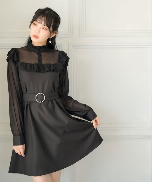 Newlyme（ニューリーミー）の「ヨークフリル長袖ドッキングワンピース（ワンピース・レディース・ブラック/ホワイト系その他/ホワイト/ワインレッド/レッド/ブラック系その他/ピンク/ブルー・MEDIUM/XX-LARGE/LARGE/SMALL/X-LARGE）」の20枚目の写真